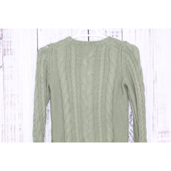 LL Bean Double L Cable Sweater Crewneck Bay Leaf Size Small - Picture 8 of 10
